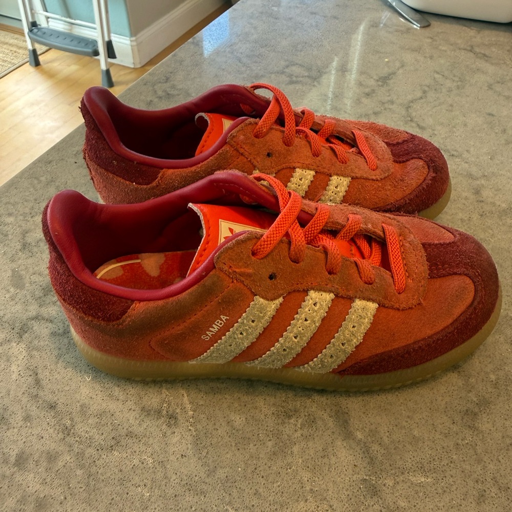 Kids Samba Suede Sneakers - Red/Orange